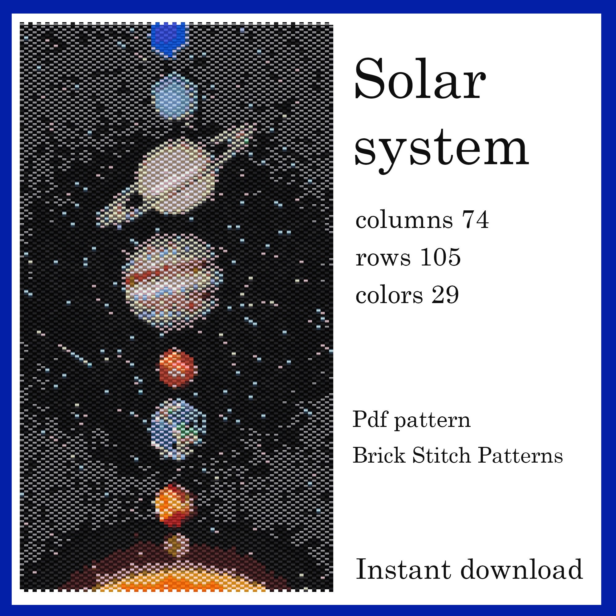 Solar Pattern Drawing SOLAR SYSTEM Pdf Pattern Brick Stitch Patterns Instant - Etsy Canada