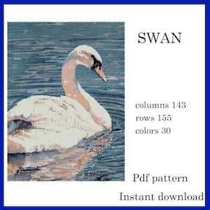 SWANビーズパターンPDF – ミユキデリカ11/0シードビーズを使用した詳細なブリックステッチペヨーテビーズパターン、簡単なデジタルインスタントダウンロード
