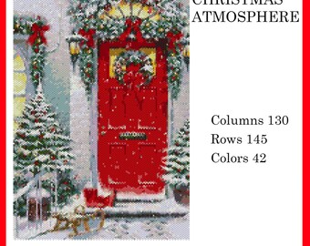CHRISTMAS ATMOSPHERE Beading Pattern Detailed Brick Stitch Peyote Beading Pattern Using Miyuki Delica 11/0 Seed Beads, Easy Digital Download