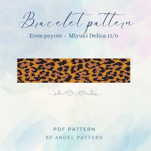Peyote Stitch Bracelet Pattern, Miyuki Delica 11/0 Beads, Seed Bead Pattern, DIY Beading Tutorial, Jewelry Leopard