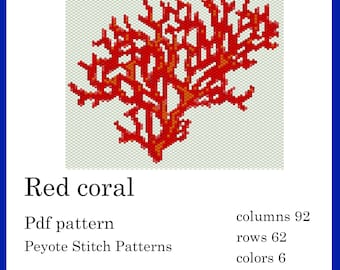 Beading Pattern PDF – Detailed Brick Stitch Peyote Beading Pattern Using Miyuki Delica 11/0 Seed Beads, Easy Digital Download Red Coral