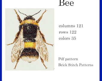 Bee peyote, Beading Pattern PDF – Detailed Brick Stitch Peyote Beading Pattern Using Miyuki Delica 11/0 Seed Beads, Easy Digital Download