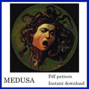 MEDUSAビーズパターンPDF – ミユキデリカ11/0シードビーズを使用した詳細なブリックステッチペヨーテビーズパターン、簡単なデジタルダウンロード