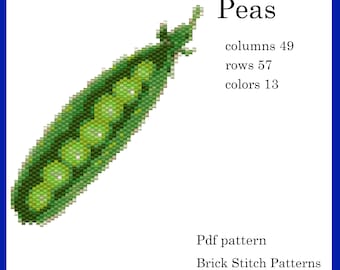Peas Brick Stitch Beading Pattern – Miyuki Delica Seed Beads (PDF Pattern)