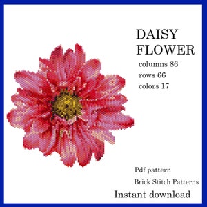 DAISY FLOWER peyote, Pdf Pattern, Pdf Digital Download, Instant Download, Miyuki Delica 11/0 Beads