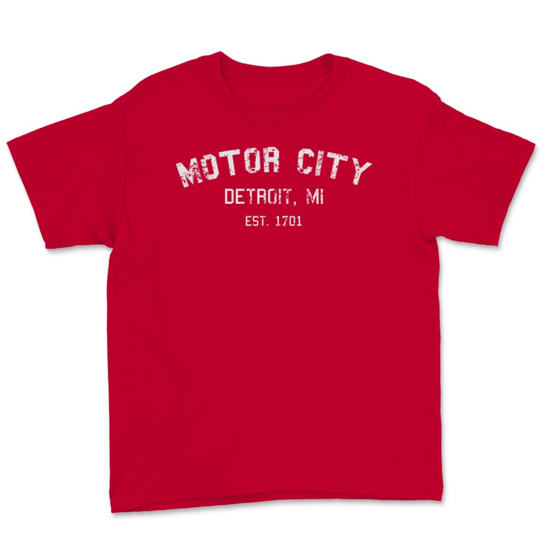 Motor City Classic Retro Vintage Detroit Michigan 1701Vintage Weathered Youth Tee