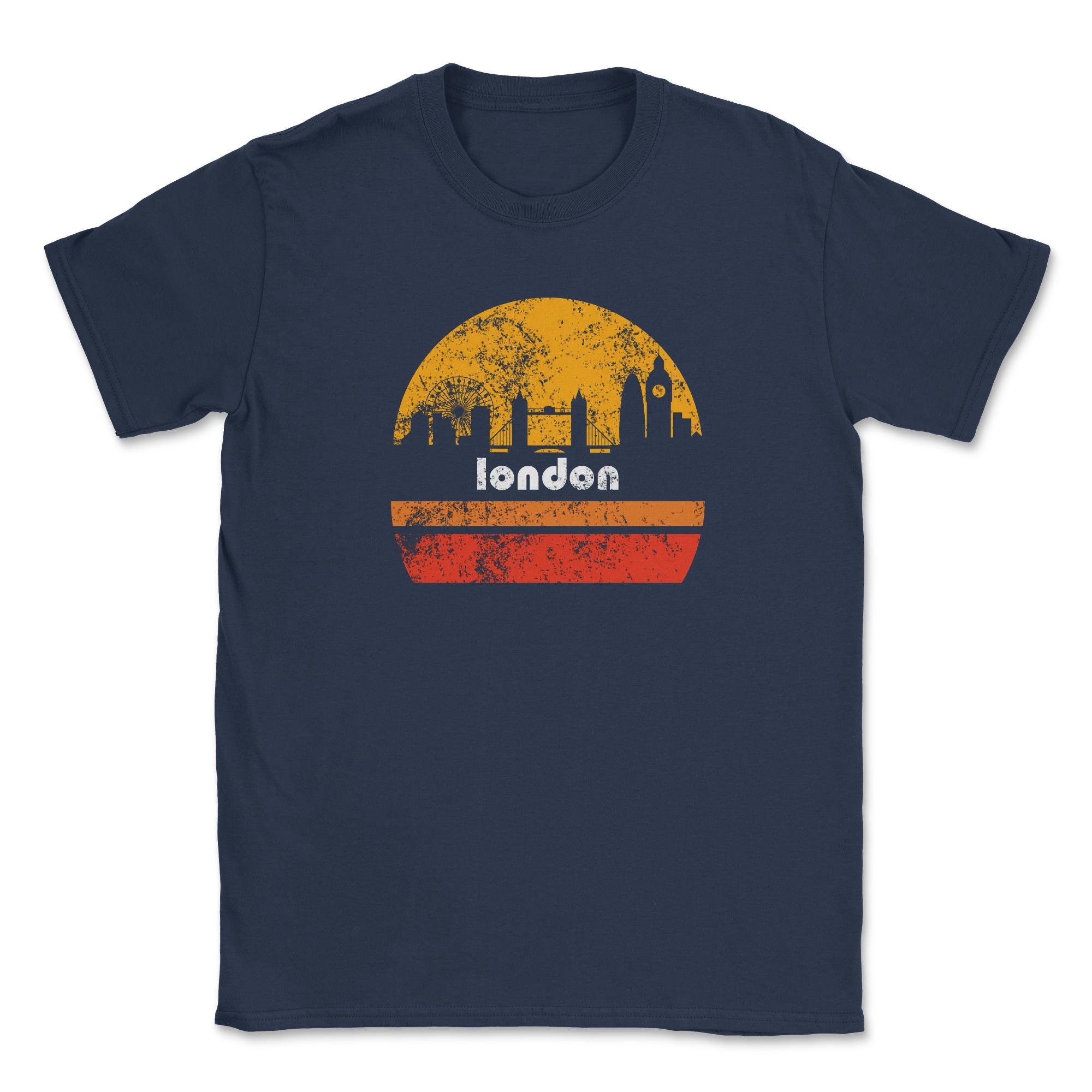 Discover Vintage London City Skyline Retro Sunset Vacation Souvenir Unisex T-Shirt