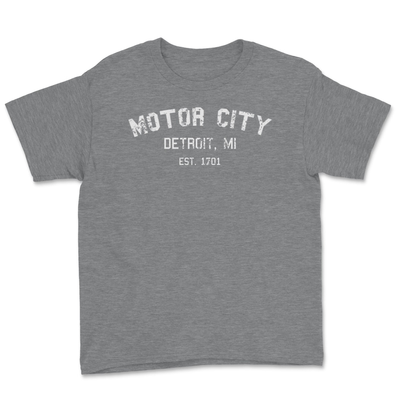 Motor City Classic Retro Vintage Detroit Michigan 1701Vintage Weathered Youth Tee