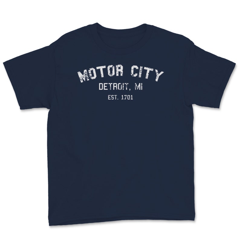 Motor City Classic Retro Vintage Detroit Michigan 1701Vintage Weathered Youth Tee