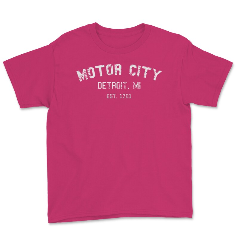 Motor City Classic Retro Vintage Detroit Michigan 1701Vintage Weathered Youth Tee