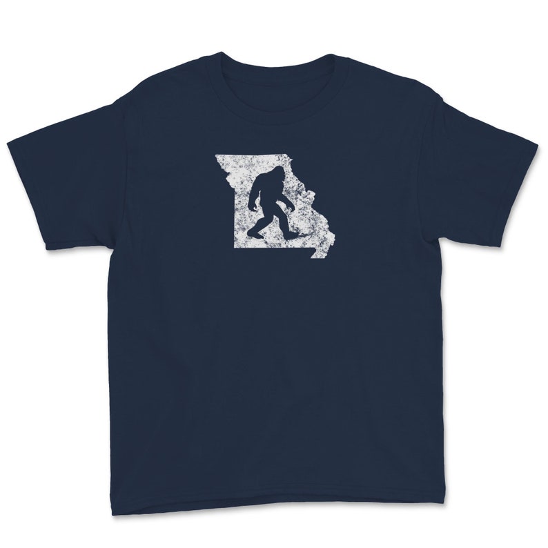 Bigfoot Hunting In Missouri Sasquatch Silhouette Vintage Sci-Fi Gift Youth Tee