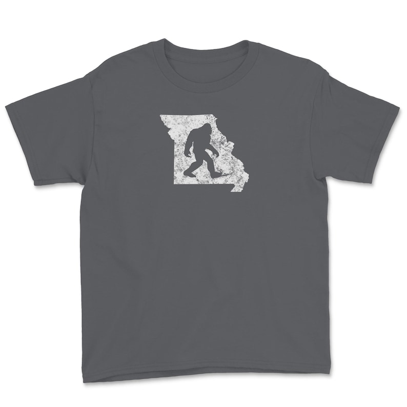 Bigfoot Hunting In Missouri Sasquatch Silhouette Vintage Sci-Fi Gift Youth Tee