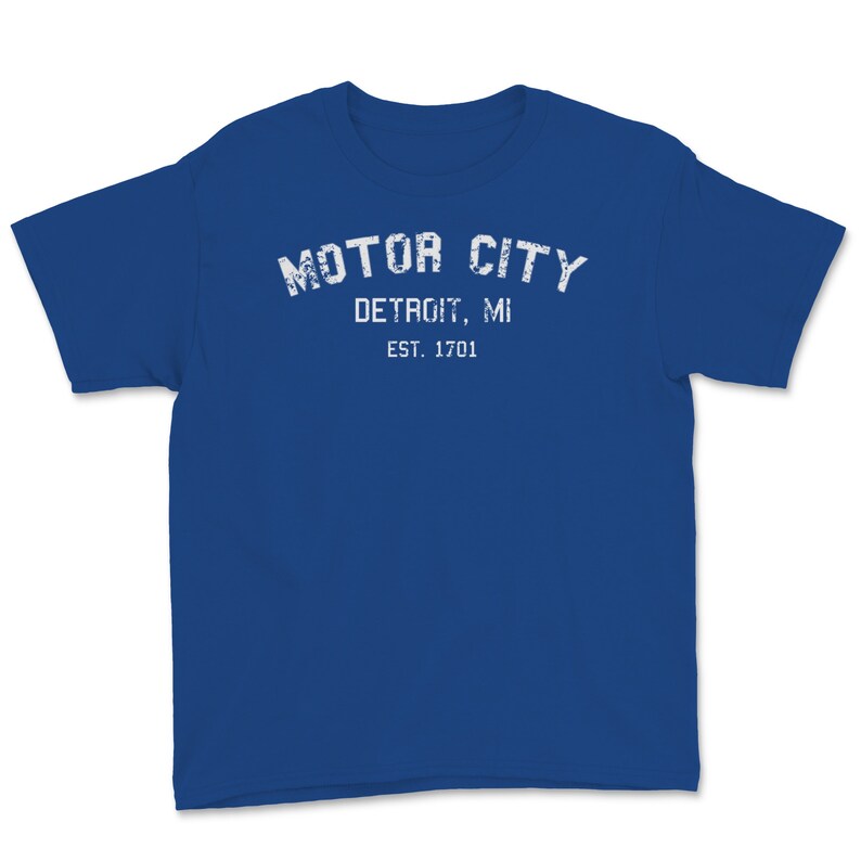 Motor City Classic Retro Vintage Detroit Michigan 1701Vintage Weathered Youth Tee
