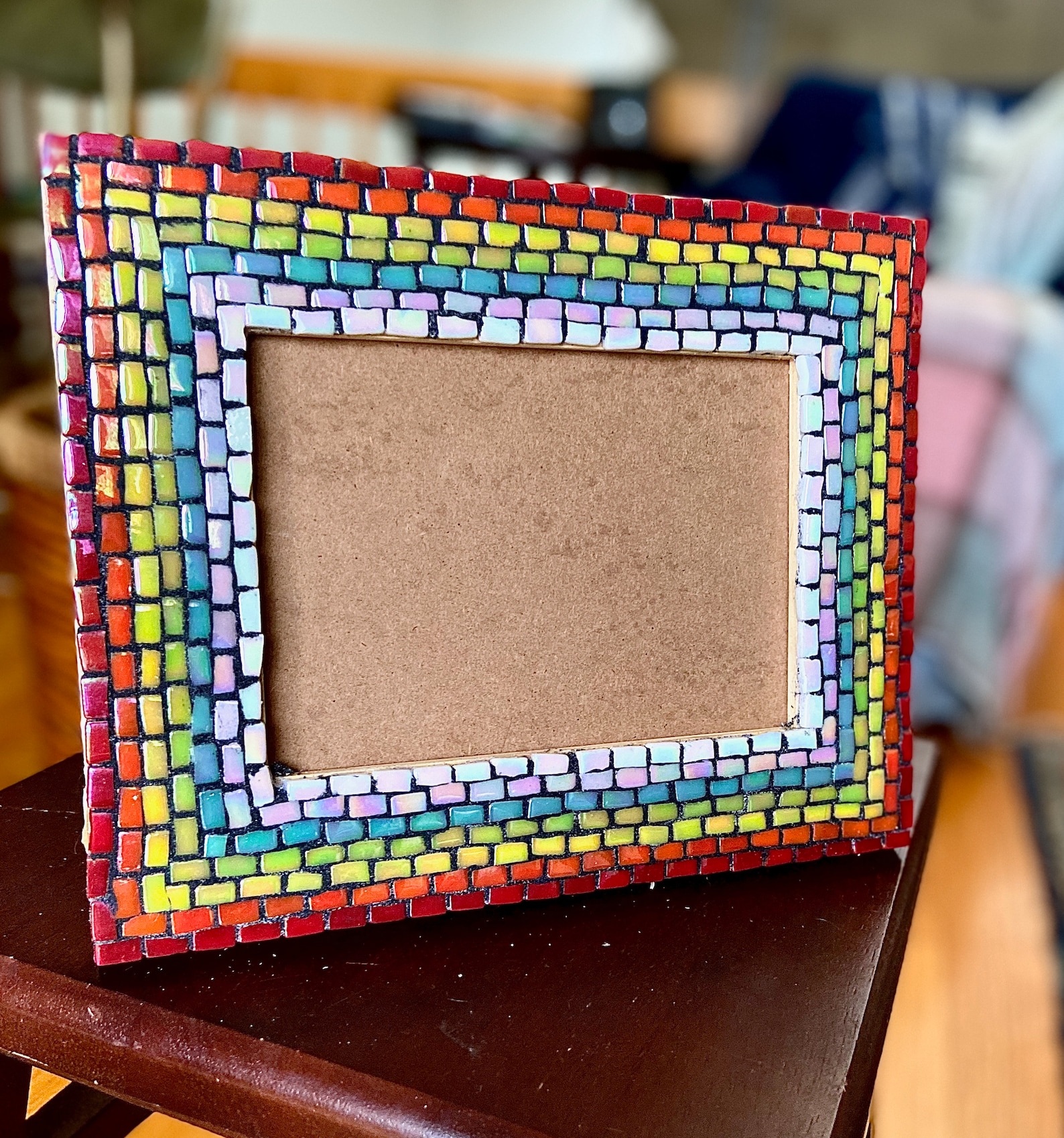 Rainbow Mosaic Picture Frame/ 5 X 7 Mosaic Frame/ Stained Etsy