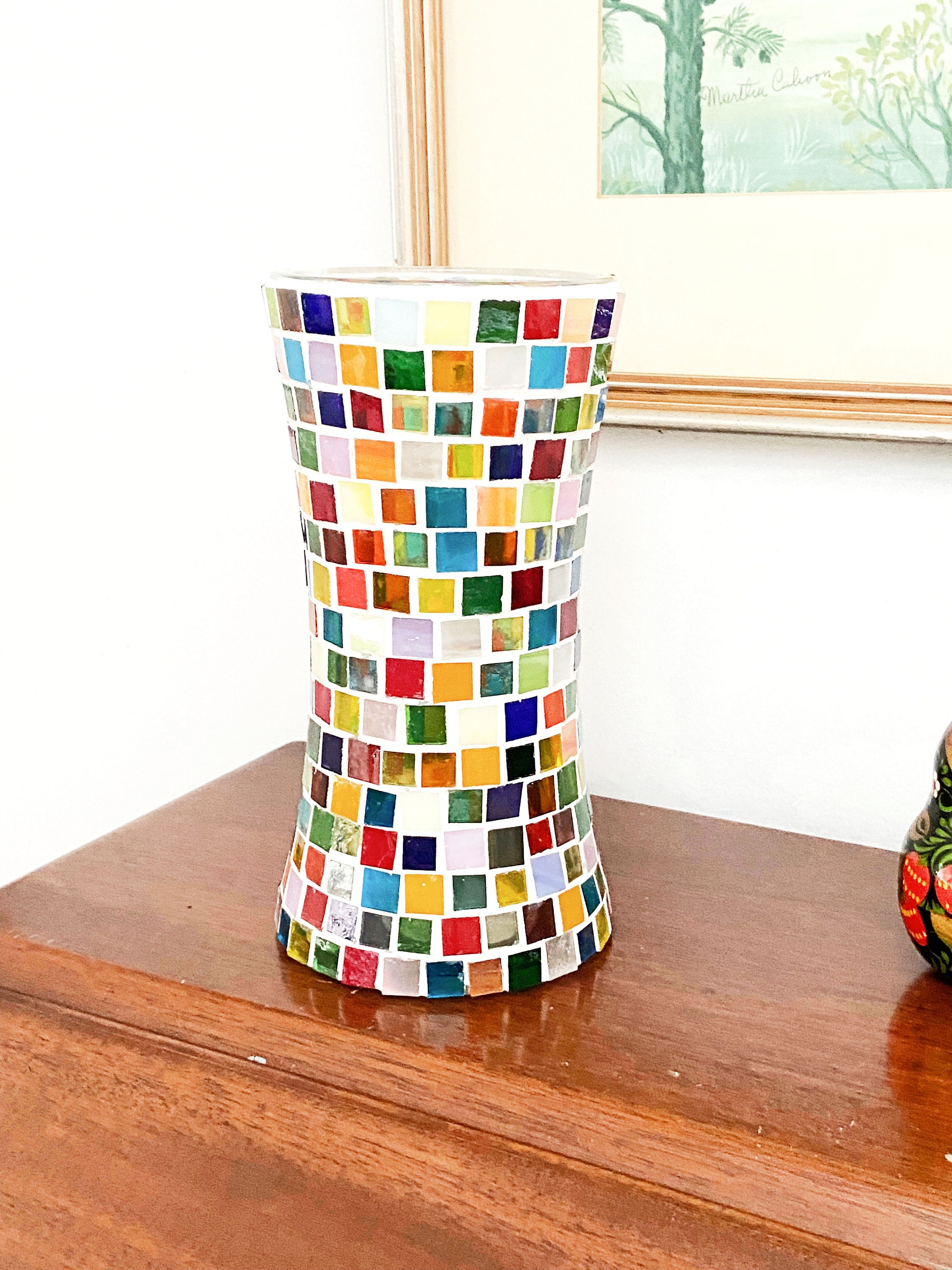 Mosaic Vase Colors of the Rainbow/Mosaic Art/Unique Vases/Mosaic Glass Vasethumbnail