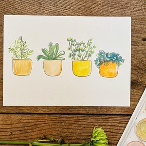 Succulent Pots Watercolor Digital Print