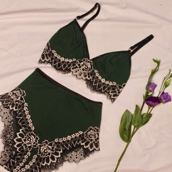 Green Merino wool Underwear set