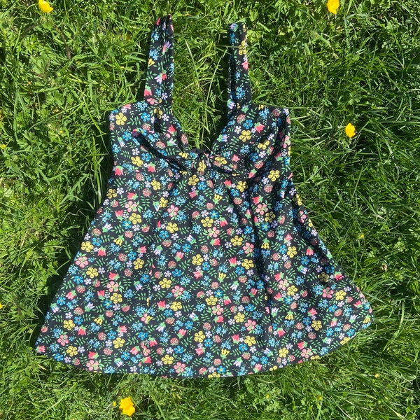 Wildflower Swimdress/ Retro one piece swimwear made from ethical fabrics