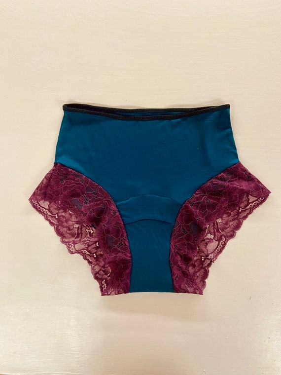 Teal and Plum Merino Wool Period Knickers/ Leakproof Period Underwear 