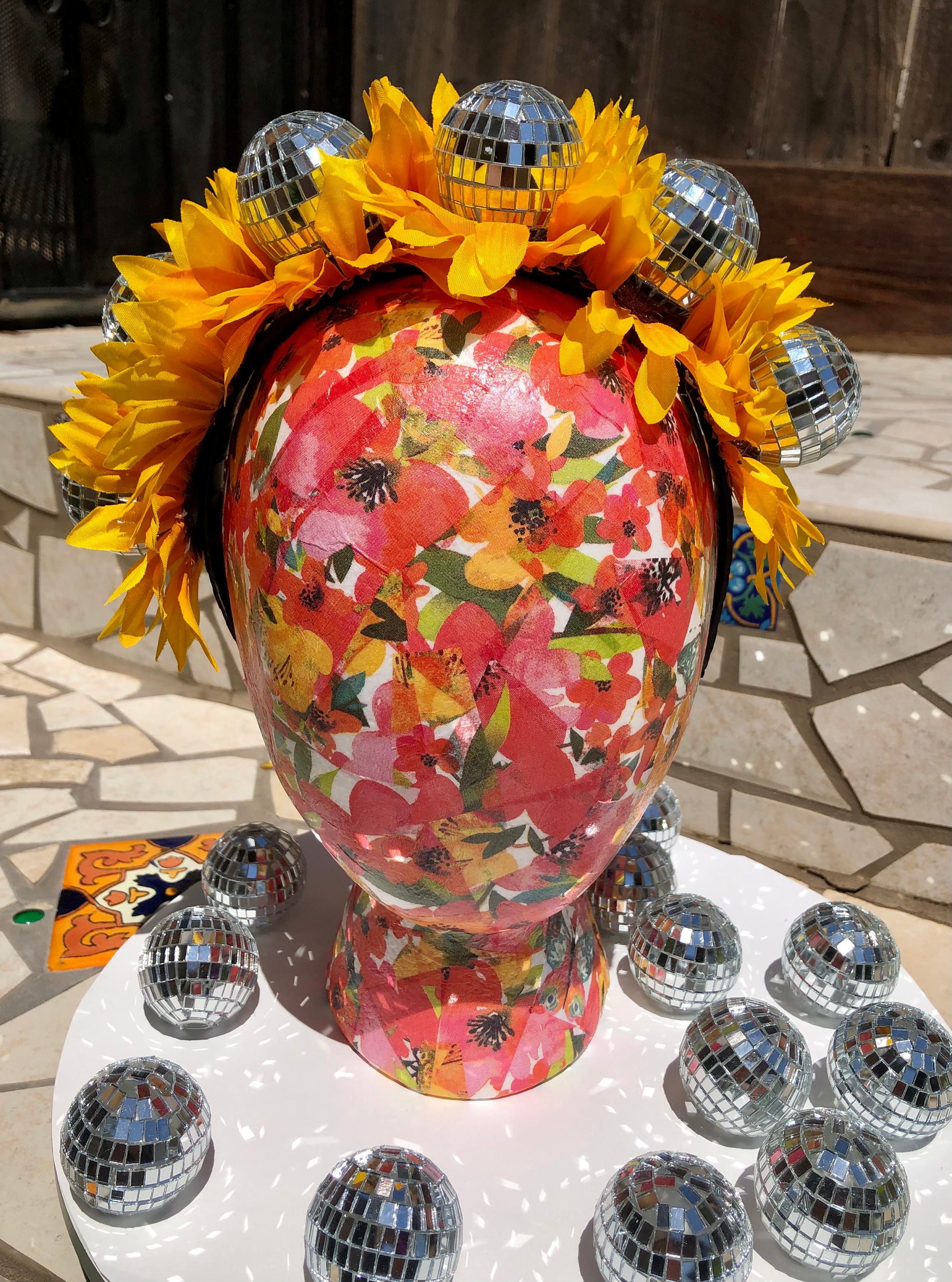 Sunflower Headdress Disco Ball Headdress Festival Headdress Etsy UK