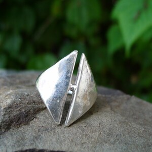 Modern Geometric Triangle Sterling Silver Statement Ring, Unique Sterling Silver Ring, Sterling Silver Statement Ring, Sculptural Rings