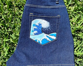 painting on denim shorts