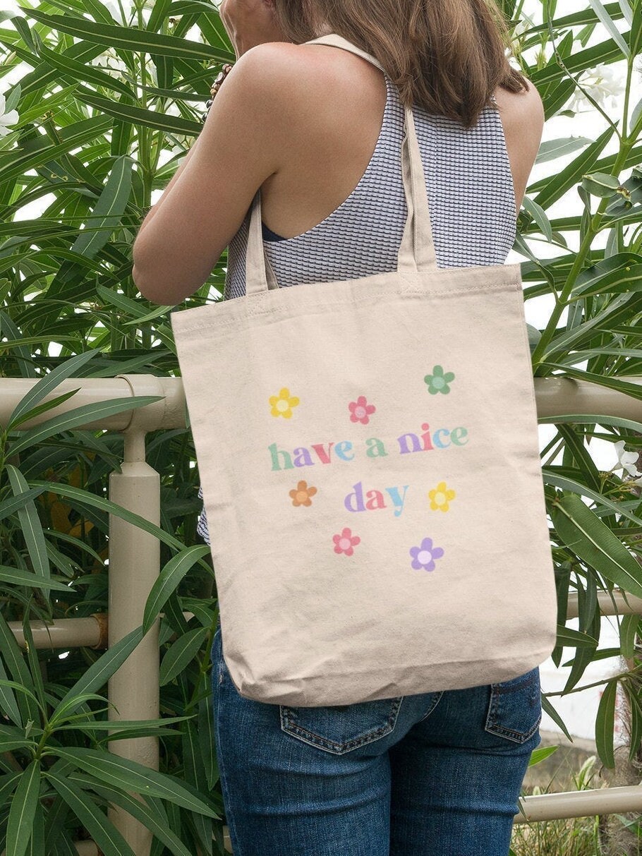 Daisy Tote Bag Indie Tote Bag Floral Cotton Tote Bag Aesthetic | Etsy