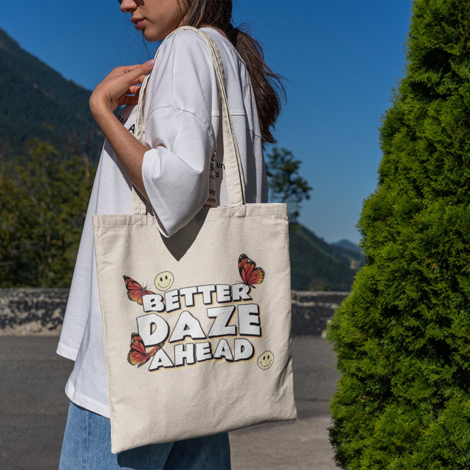 Monarch Butterfly Tote Bag Aesthetic Cute Tote Bag Indie Tote Etsy