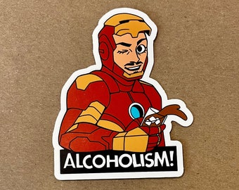 Iron Man "¡Alcoholismo!" Sticker