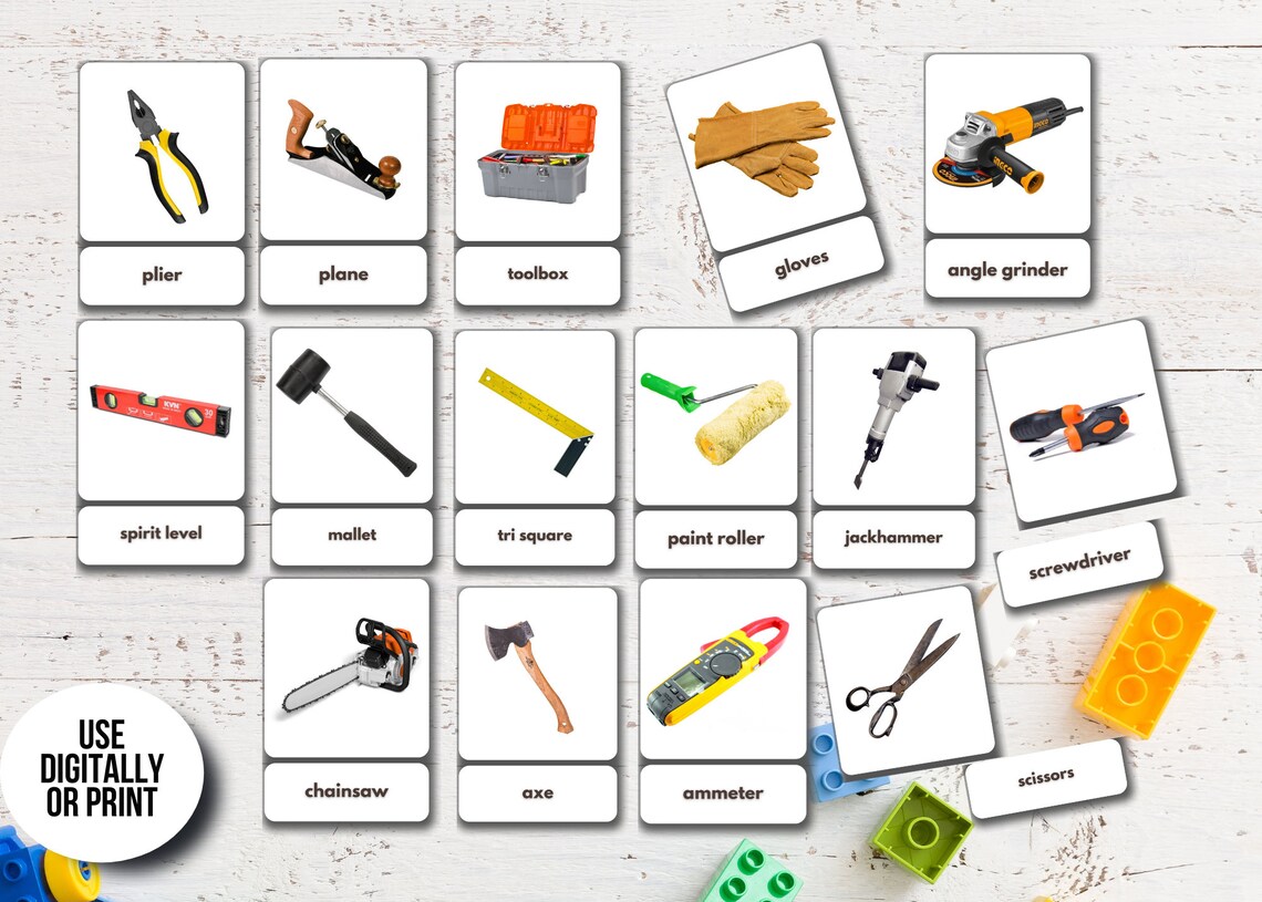 Tools Flashcards Real Picture Printable Montessori Cards Etsy