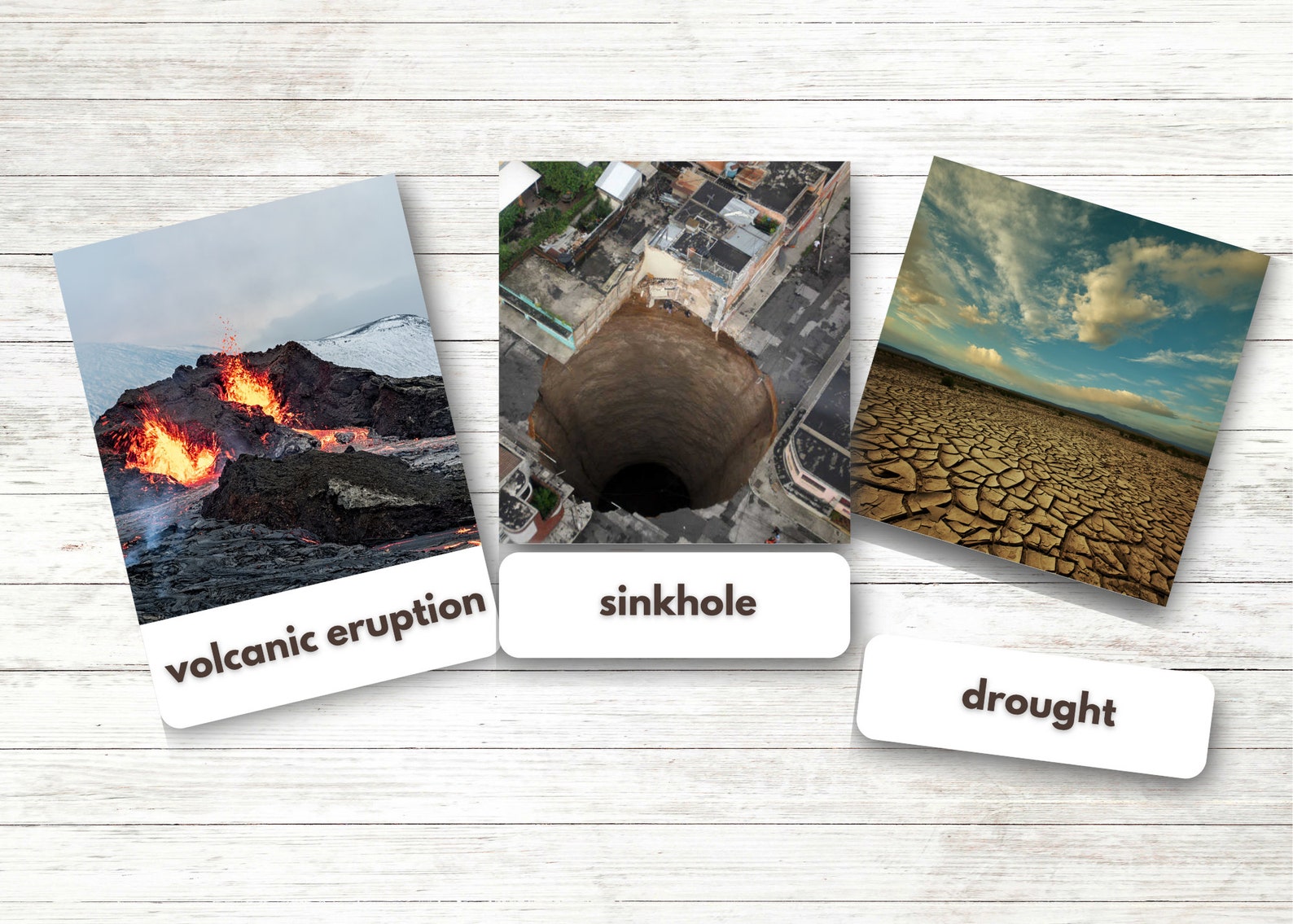 NATURAL DISASTERS FLASHCARDS Printable Montessori Cards Etsy
