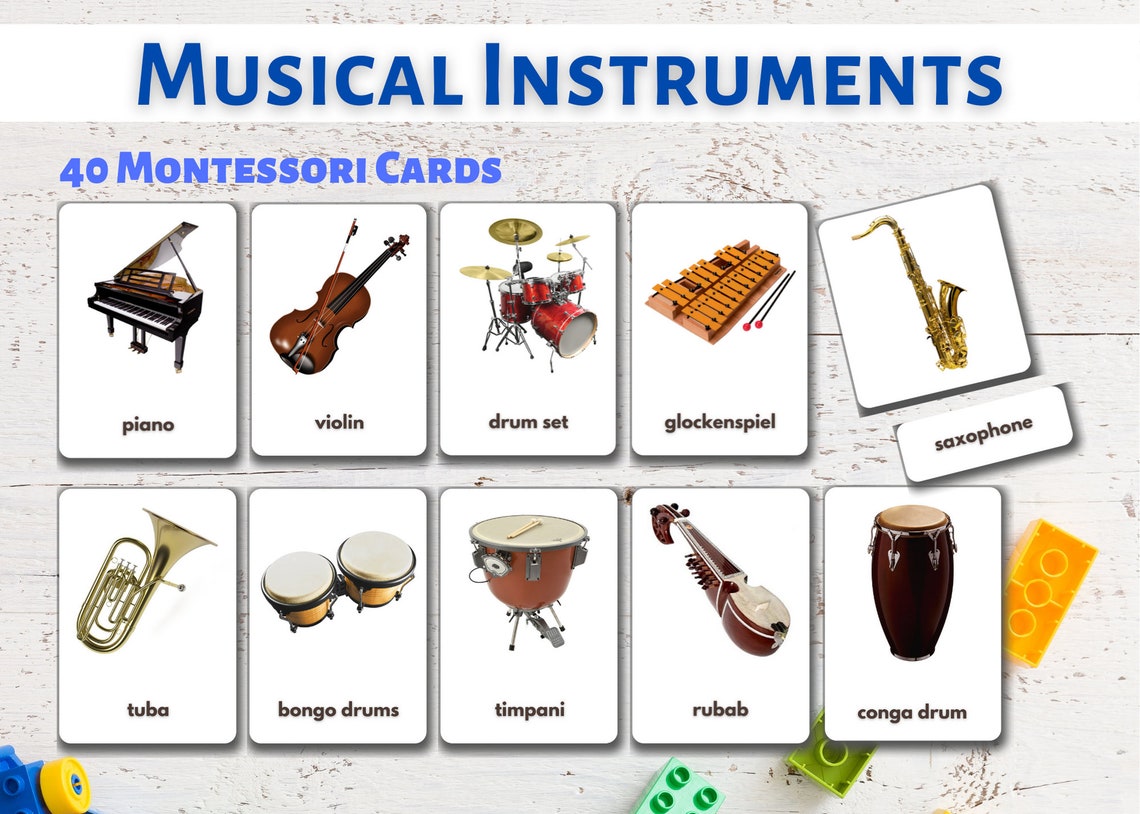Musical Instruments Flashcards real Pictures Printable Etsy