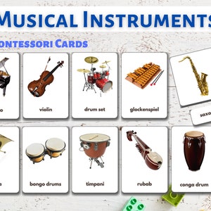 Musical Instruments Flashcards real Pictures Printable | Etsy