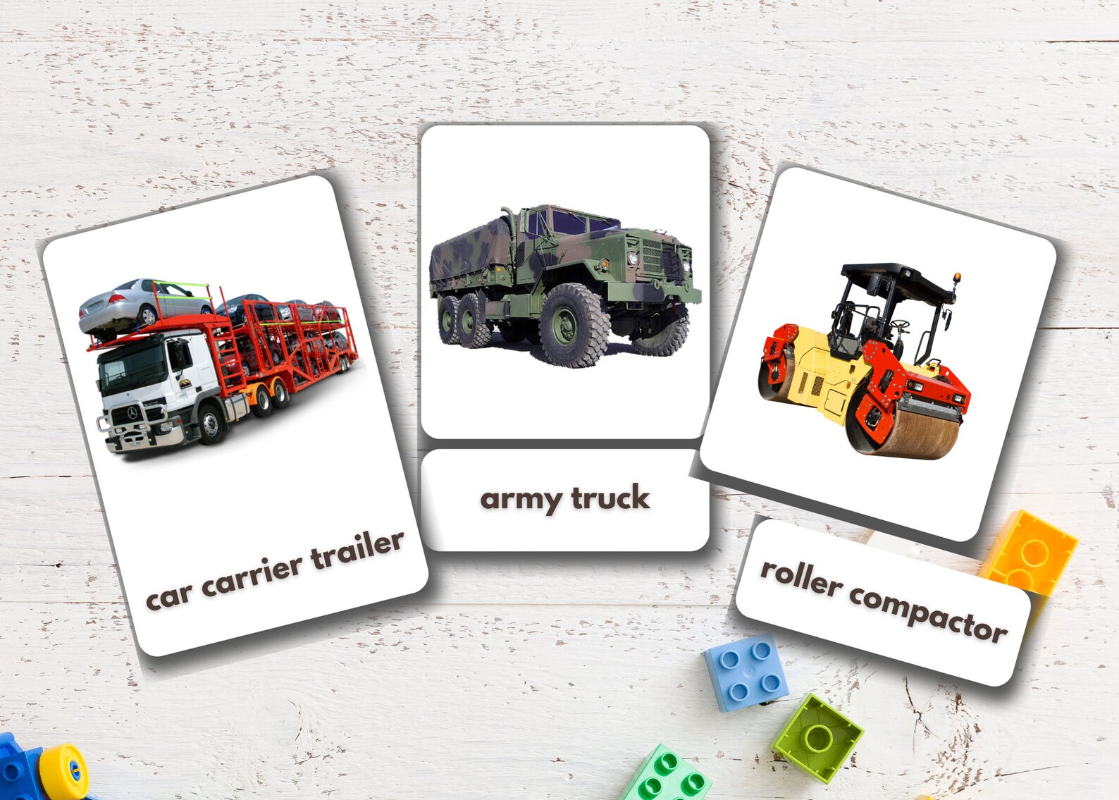 Heavy Vehicles Flashcards real Pictures Printable Heavy Etsy