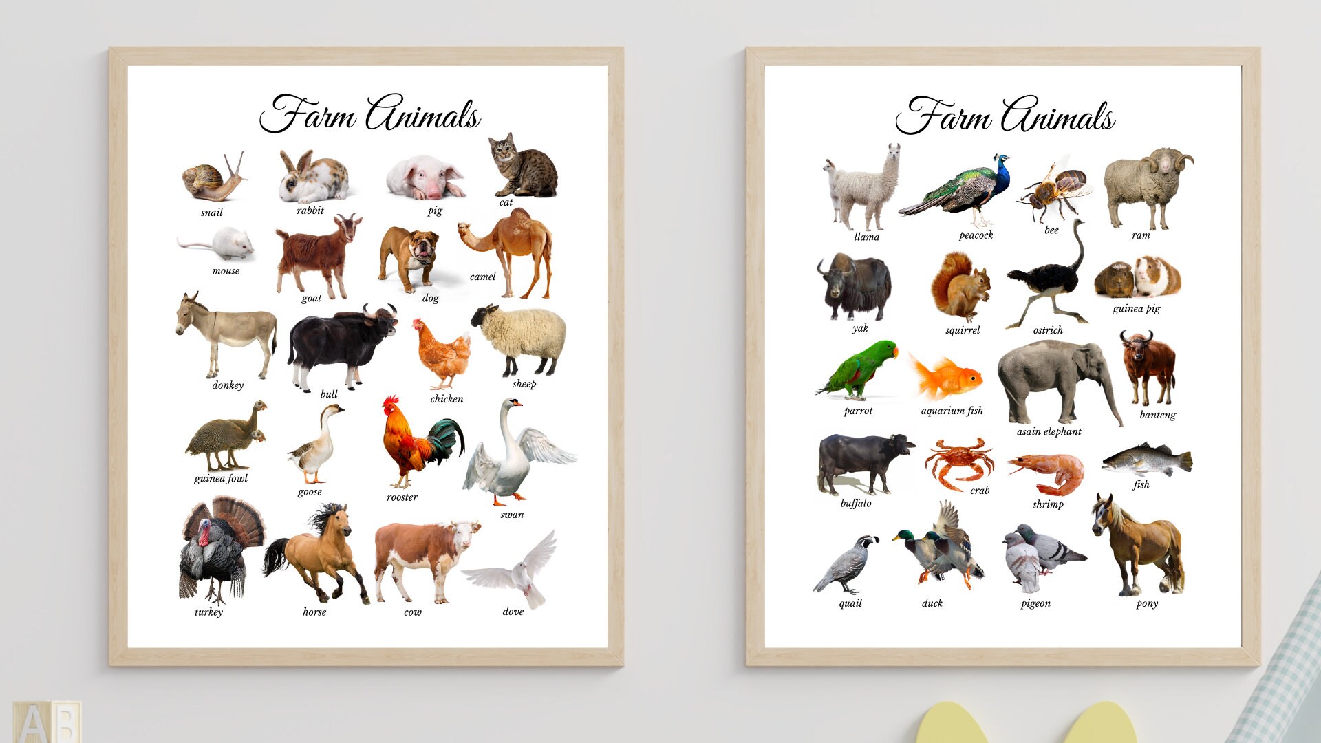 Farm Animals 2-Posters Printable Preschool Poster | Etsy