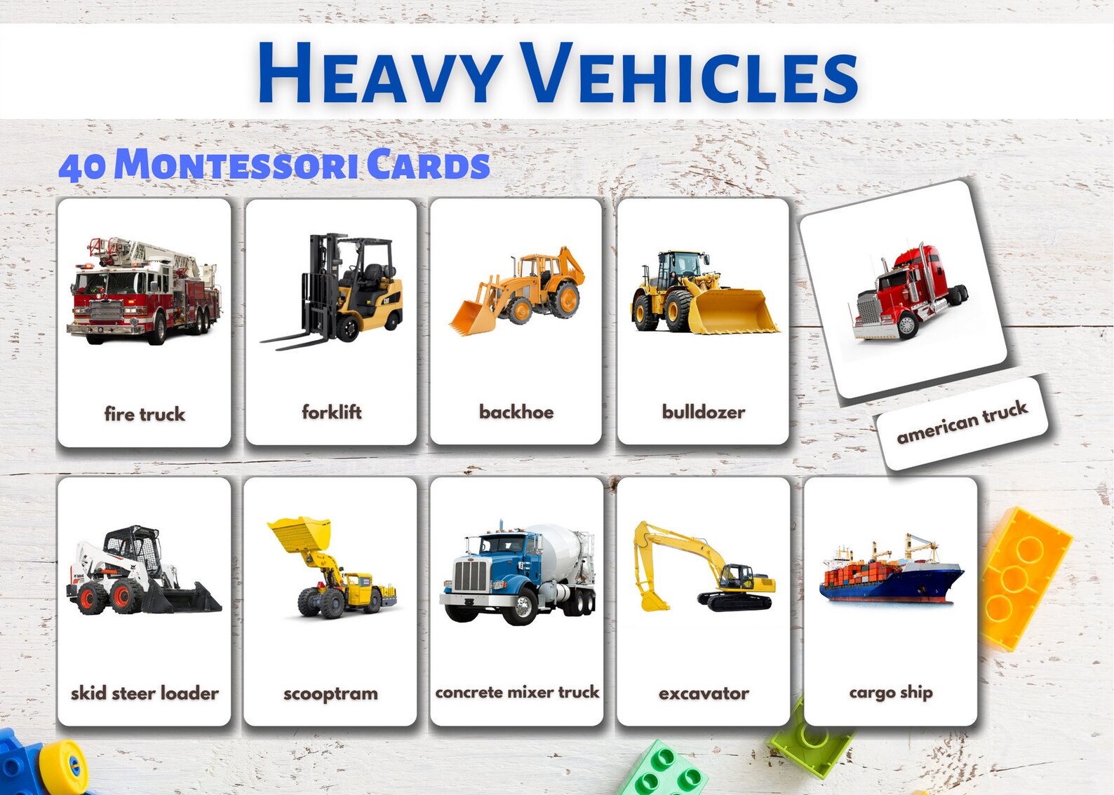 Heavy Vehicles Flashcards real Pictures Printable Heavy Etsy