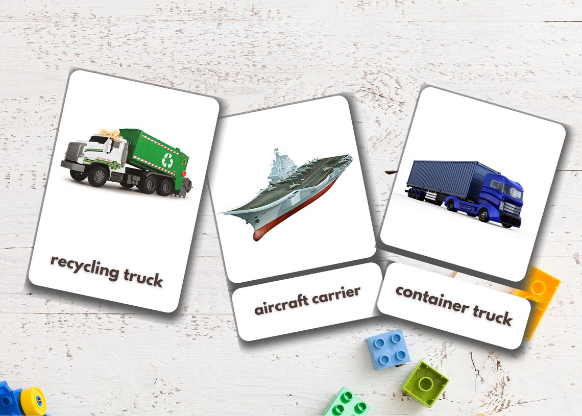 Heavy Vehicles Flashcards Real Pictures Printable Heavy Etsy