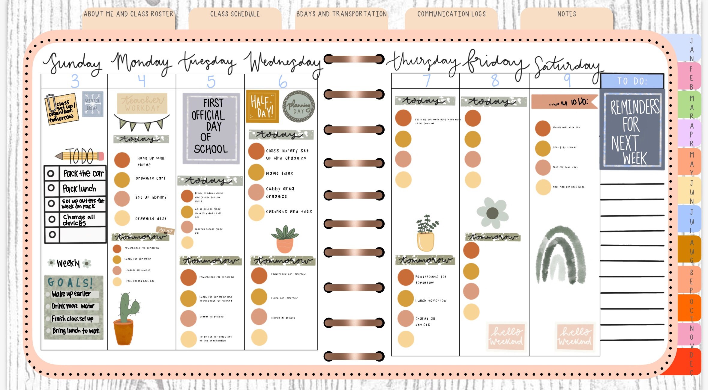 Digital Planner Sticker Set for Teachers Minimal Hand Drawn Etsy
