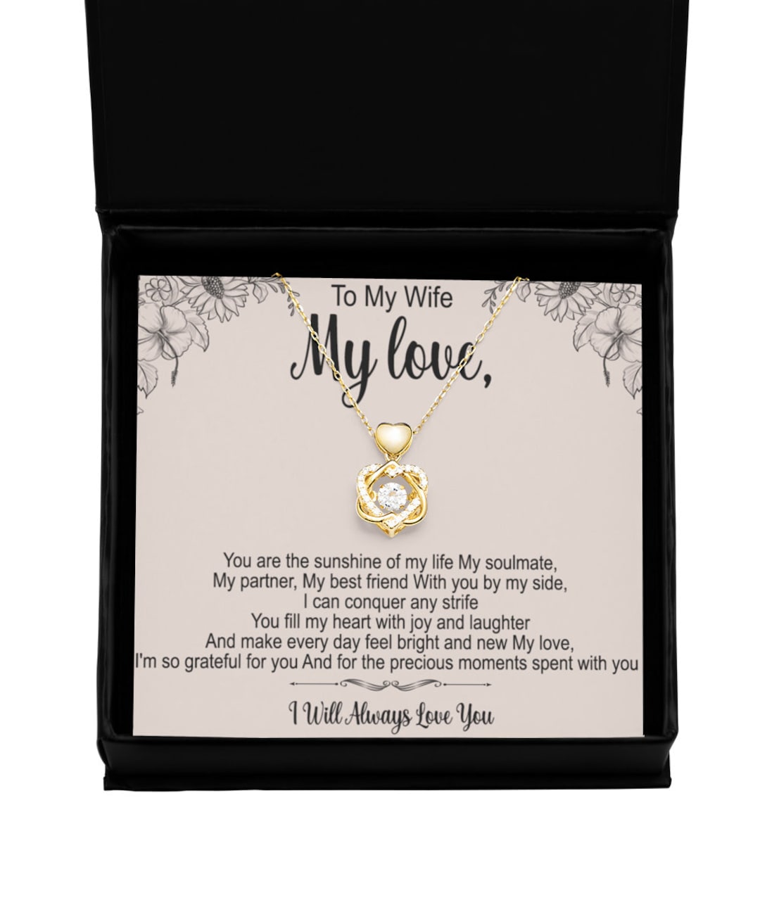 Heart Knot Gold Necklace Wife Necklace Wife Gift Wife Etsy