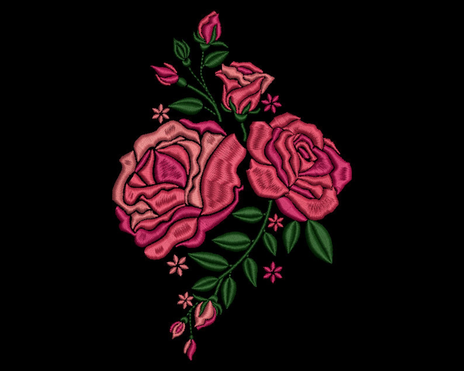 Red Rose Embroidery Design 4 5 SIZES Etsy