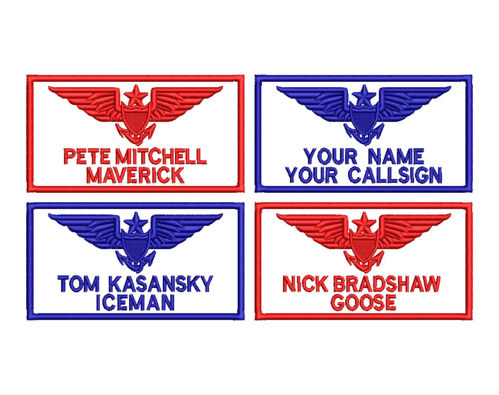 4 Top Gun Insignia Bordado Diseño 2 TALLAS Etsy