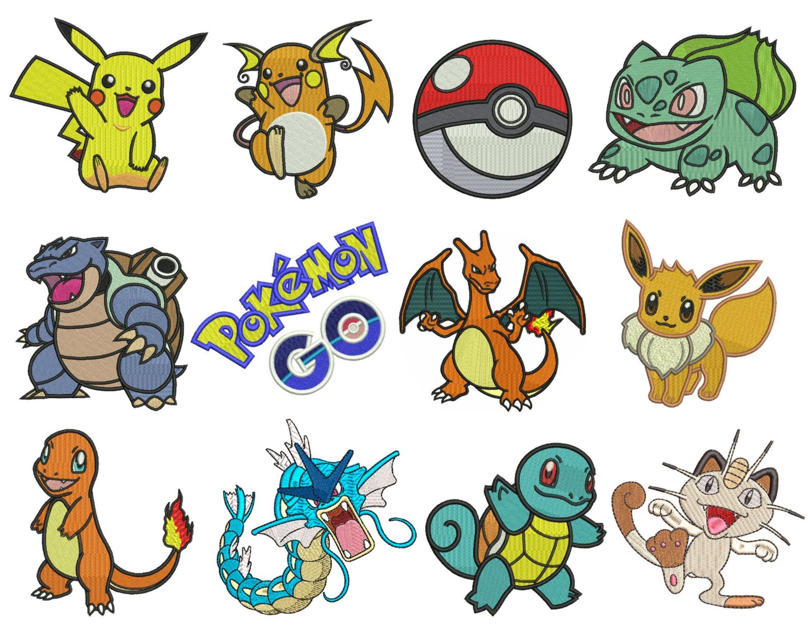 12 Pokemon Embroidery Design 4 SIZES Etsy