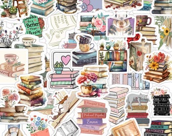 Pack of 40pcs Books Stickers, Reading Studying Graffiti, Motivaional Aesthetic Decals for Laptops Skateboards
