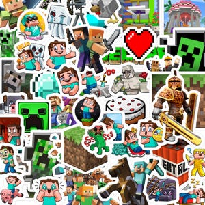 60pcs Minecraft Gaming Stickers Graffiti Skateboard Laptop Waterproof Scrap Book Journaling Sticker Set Pack Stickers