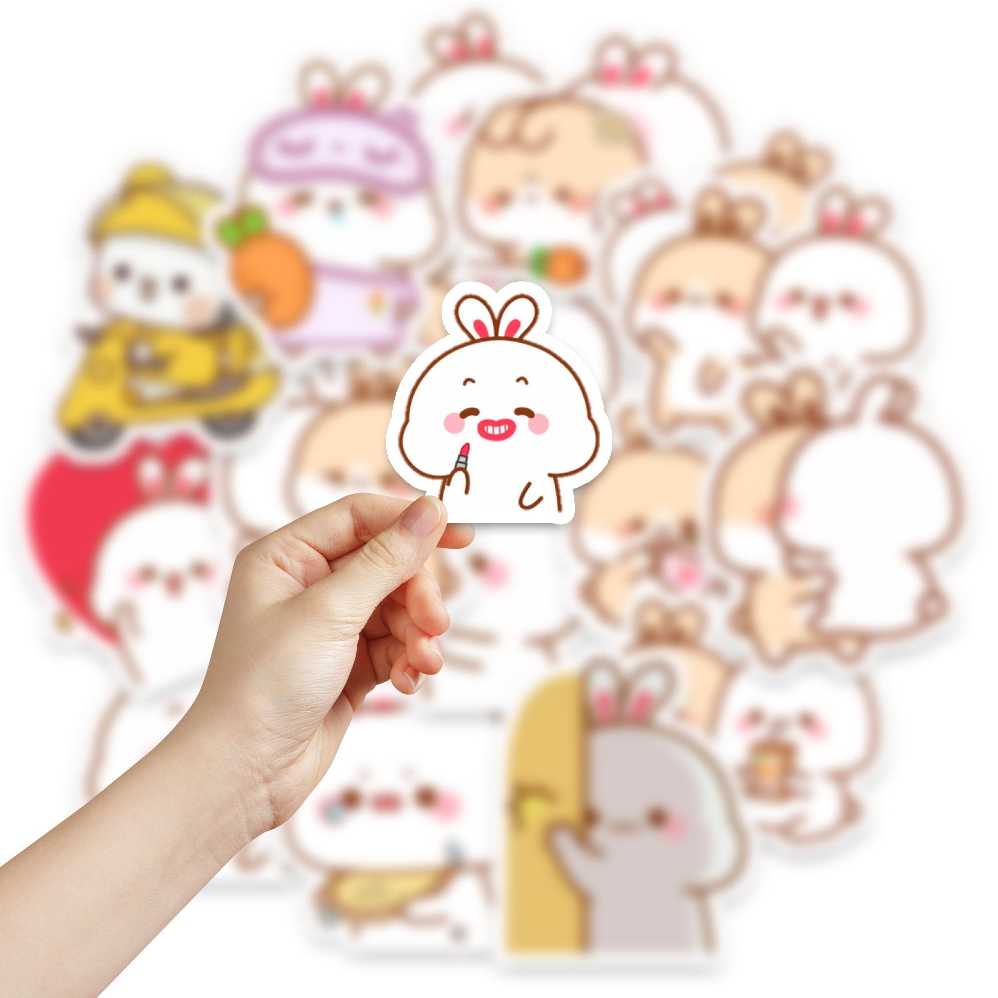 rain.hitujiさん♡ 60 Pcs Tuji Bunny Stickers Cute Lovely Tooji Rabbits Couple