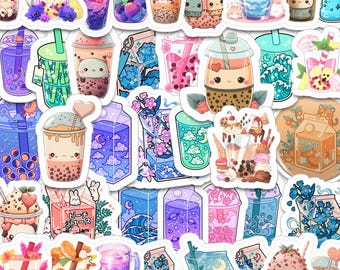 Pack of 40pcs Drink Stickers, Cool Delightfull Soft Juice Drinks Graffiti, Boba Tea Milk Decals for Laptops Skateboards