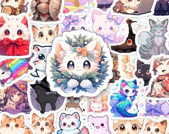 Pack of 40pcs Cats Stickers, Cute Adorable Cat Graffiti, Funny Cat Decals for Laptops Skateboards