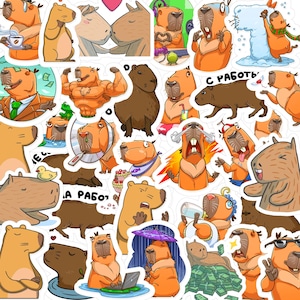 20/40/60 pcs Plump Capybara Stickers Cute Cartoon Carpincho Water Hog  Stickers for Laptops Skateboard