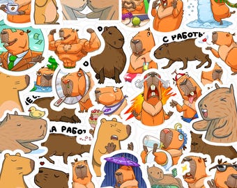 20/40/60 pcs Plump Capybara Stickers Cute Cartoon Carpincho Water Hog  Stickers for Laptops Skateboard