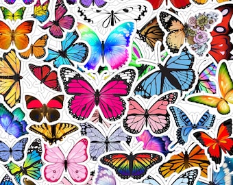 Pack of 100pcs Butterfly Stickers, Colorful Flying Insect Graffiti, Decals for Laptops Skateboards